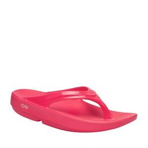 NEW OOFOS women's oolala thong sandal in neon berry